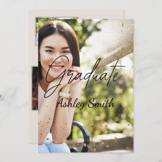 Eleganter Chic Abschluss Einladung (Vorne/Hinten)