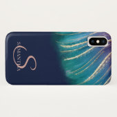 Eleganter Chic Abstrakt, Navy Blue Case-Mate iPhone Hülle (Rückseite (Horizontal))