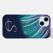 Eleganter Chic Abstrakt, Navy Blue Case-Mate iPhone Hülle (Rückseite (Horizontal))