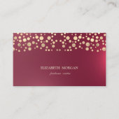 Eleganter Chic Anspruchsvoll, Gold Confetti Red Visitenkarte (Vorderseite)