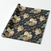 Eleganter Chic Beige Rose Bloral auf Schwarz Geschenkpapier (Ungerollt)