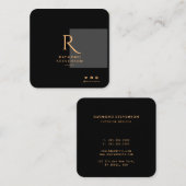Eleganter Chic Beruflich Gold Mit Monogramm Quadratische Visitenkarte (Vorne/Hinten)