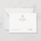 Eleganter Chic Beruflich Light Brown mit Monogramm Mitteilungskarte (Vorderseite)