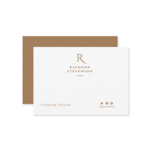 Eleganter Chic Beruflich Light Brown mit Monogramm Mitteilungskarte