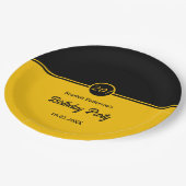 Eleganter Chic Black and Gold Trendy 20. Geburtsta Pappteller (Schrägansicht)