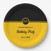 Eleganter Chic Black and Gold Trendy 20. Geburtsta Pappteller (Vorderseite)
