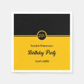 Eleganter Chic Black and Gold Trendy 20. Geburtsta Serviette (Vorderseite)