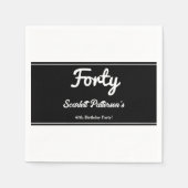 Eleganter Chic Black and White Modern 40. Geburtst Serviette (Vorderseite)