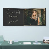 Eleganter Chic Black Foto Glückwunsch zu Our Grad Banner (Messe)