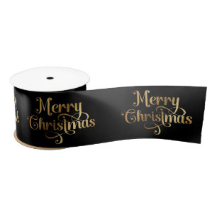Eleganter Chic Black Gold Frohe Weihnachtswrapping Satinband