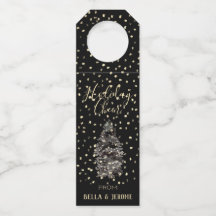 Eleganter Chic Black & Gold Snow Holiday Cheer