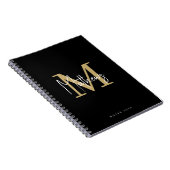 Eleganter Chic Black Gold White Monogram Name Notizblock (Rechte Seite)