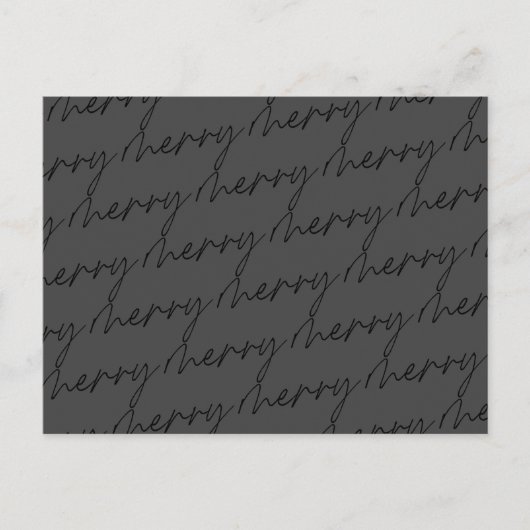 Eleganter Chic Black Gray Merry Script Holiday Postkarte (Vorderseite)