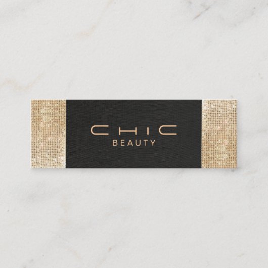 Eleganter Chic Black Linen Gold Sequin Beauty Mini Visitenkarte (Vorderseite)