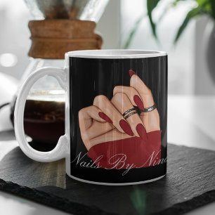 Eleganter Chic Black & Red Nail Salon Manicurist Tasse