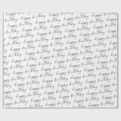 Eleganter Chic Black und White Script Happy Geburt Geschenkpapier (Flach)