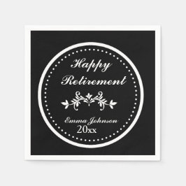 Eleganter Chic Black & White Happy Pension Serviette