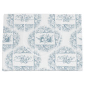 Eleganter Chic Blau und Weiß mit Gravur Große Geschenktüte (Vorderseite)