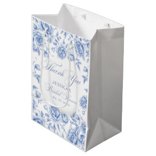 Eleganter Chic Blauer Toile-Chinoiserie-Brautjungf Mittlere Geschenktüte