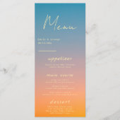 Eleganter Chic Blue Orange Modern Simple Wedding Menükarte (Vorderseite)