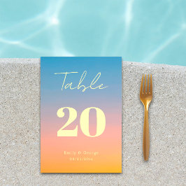 Eleganter Chic Blue Orange Modern Simple Wedding Tischnummer