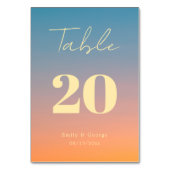 Eleganter Chic Blue Orange Modern Simple Wedding Tischnummer (Rückseite)