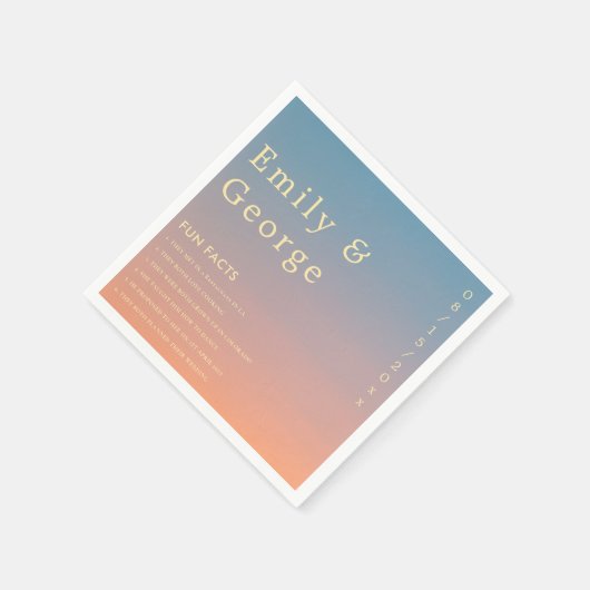 Eleganter Chic Blue Orange Moderne Fun Fakten Hoch Serviette (Ecke)