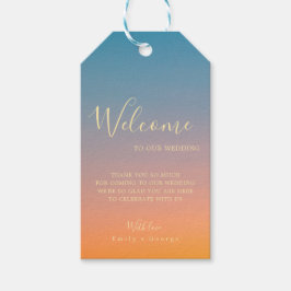 Eleganter Chic Blue Orange Sunset Modern Wedding Geschenkanhänger