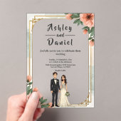 Eleganter Chic Blumen Bridge and Groom Wedding Acryleinladungen (Insitu (Handheld))