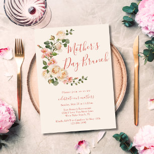 Eleganter Chic Blumenstrauß Rose Muttertagsbrunch Einladung