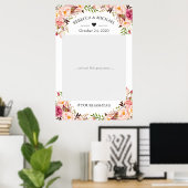 Eleganter Chic Blush Pink Blues Hochzeitscreme Fot Poster (Heimbüro)