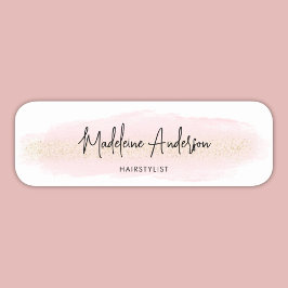 Eleganter Chic Blush Pink Gold Glitzer Haarstil Namensschild