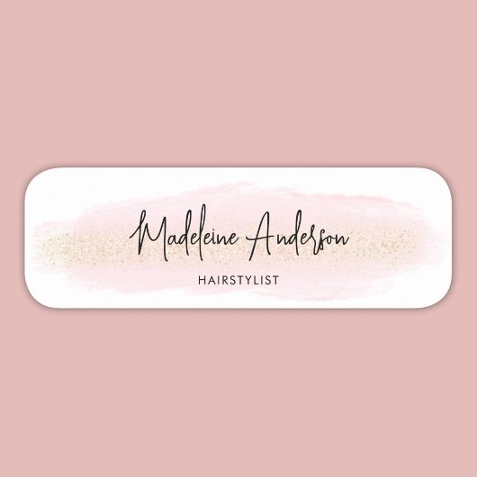 Eleganter Chic Blush Pink Gold Glitzer Haarstil Namensschild