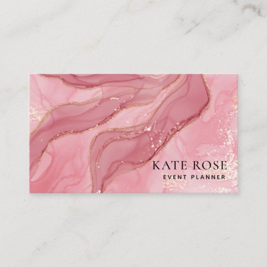Eleganter Chic Blush Pink Gold Glitzer Wasserfarbe Visitenkarte (Vorderseite)