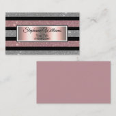Eleganter Chic Blush Pink & Silver Glitzer Streife Visitenkarte (Vorne/Hinten)