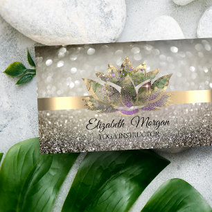 Eleganter Chic Bokeh Gold, Lotus Yoga Visitenkarte