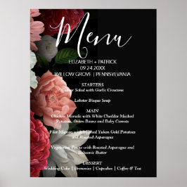 Eleganter Chic borundy floralMenu-Zeichen Poster