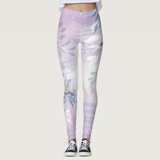 Eleganter Chic Botanical Bird Leggings (Vorderseite)