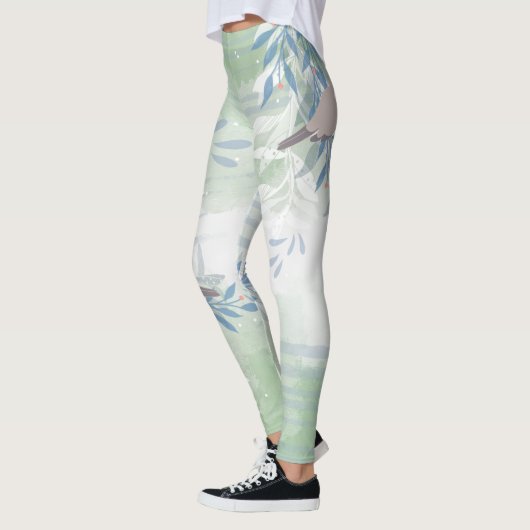 Eleganter Chic Botanical Bird Leggings (Links)