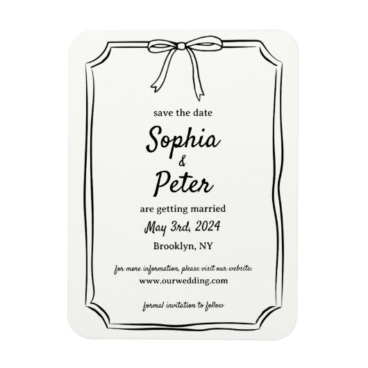 Eleganter Chic Bow Timeless Wedding Save the Date Magnet (Vertikal)