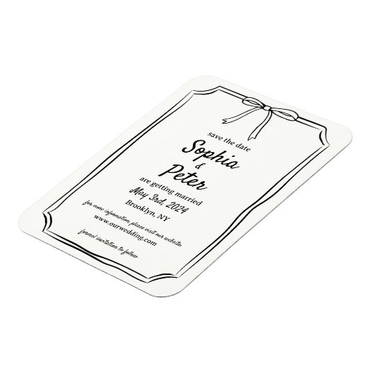 Eleganter Chic Bow Timeless Wedding Save the Date Magnet (Linke Seite)
