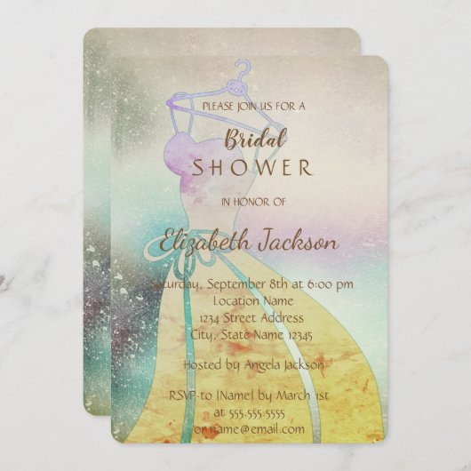 Eleganter Chic , Bride Dress Brautparty Einladung (Vorne/Hinten)