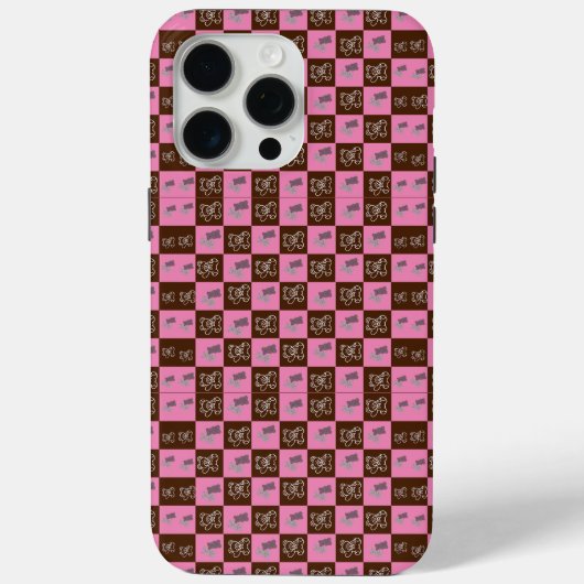 Eleganter Chic Brown Kariert & Bär Case-Mate iPhone Hülle (Rückseite)
