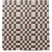 Eleganter Chic Brown Kariert & Bär Duschvorhang (Vorderseite)