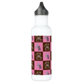Eleganter Chic Brown Kariert & Bär Edelstahlflasche