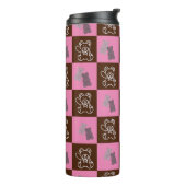 Eleganter Chic Brown Kariert & Bär Thermosbecher (Nach links gedreht)
