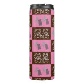 Eleganter Chic Brown Kariert & Bär Thermosbecher (Rückseite)