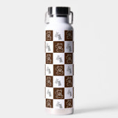 Eleganter Chic Brown Kariert & Bär Trinkflasche (Vorne)