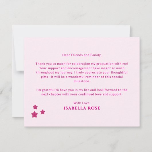 Eleganter Chic Class 2025 Hot-Pink-Abschluss Dankeskarte (Rückseite)
