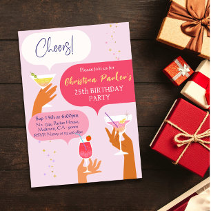 Eleganter Chic Cocktail zum Thema 25. Geburtstag Einladung
